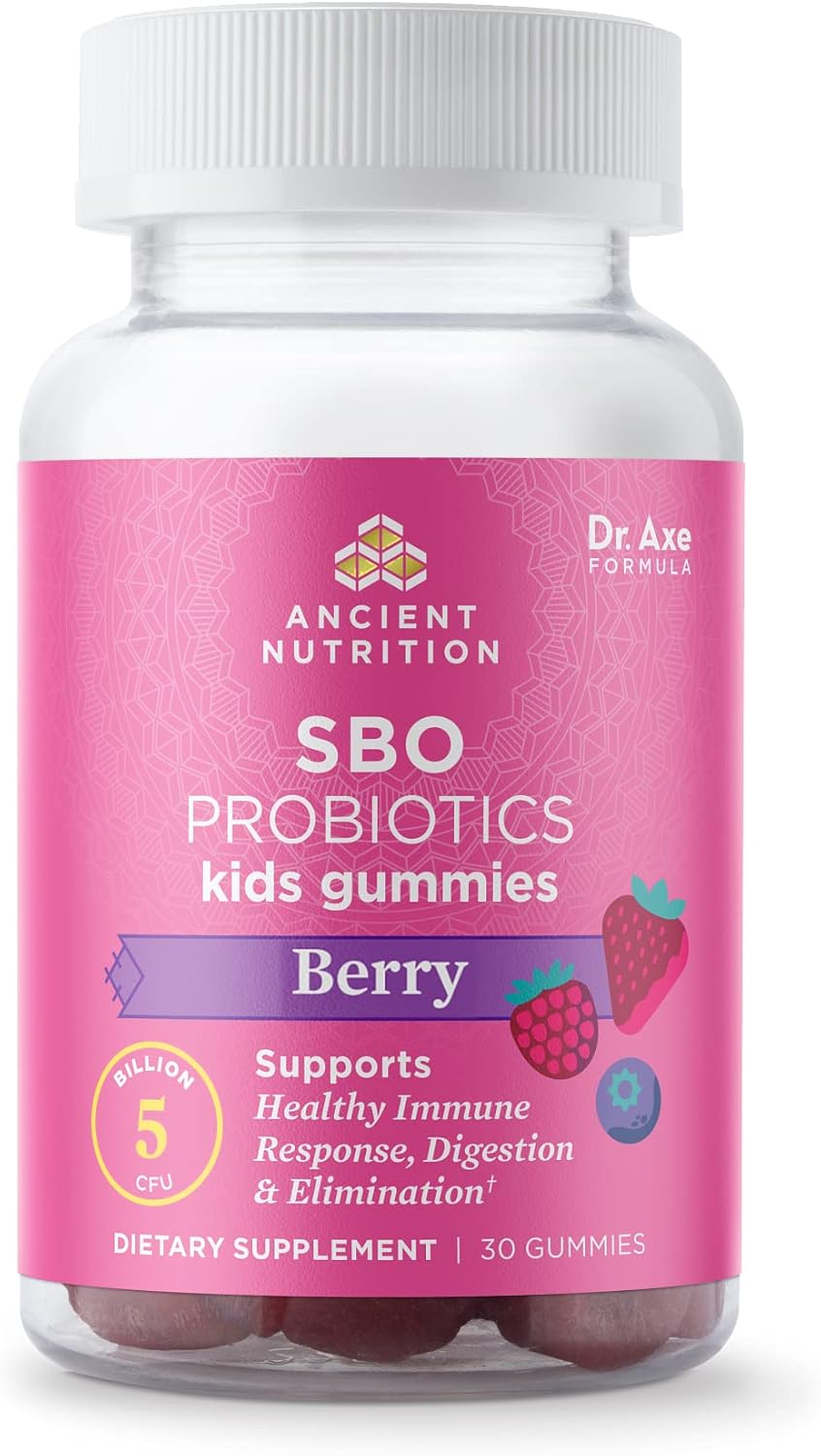 Kids Probiotic Gummies with Berry Flavor, 5 Billion CFUs, Supports Gut Health, Reduces Bloating & Constipation, 30 Count