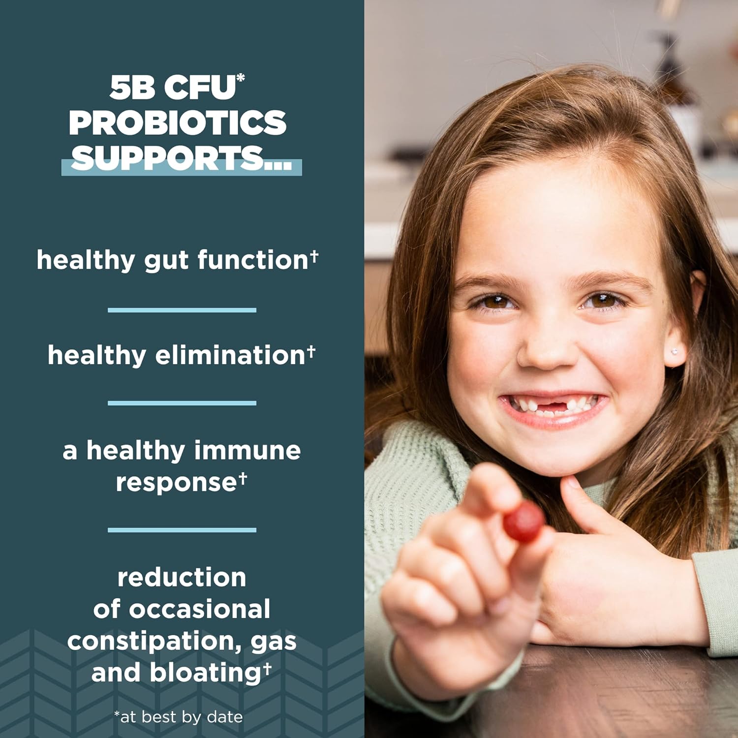 Kids Probiotic Gummies with Berry Flavor, 5 Billion CFUs, Supports Gut Health, Reduces Bloating & Constipation, 30 Count