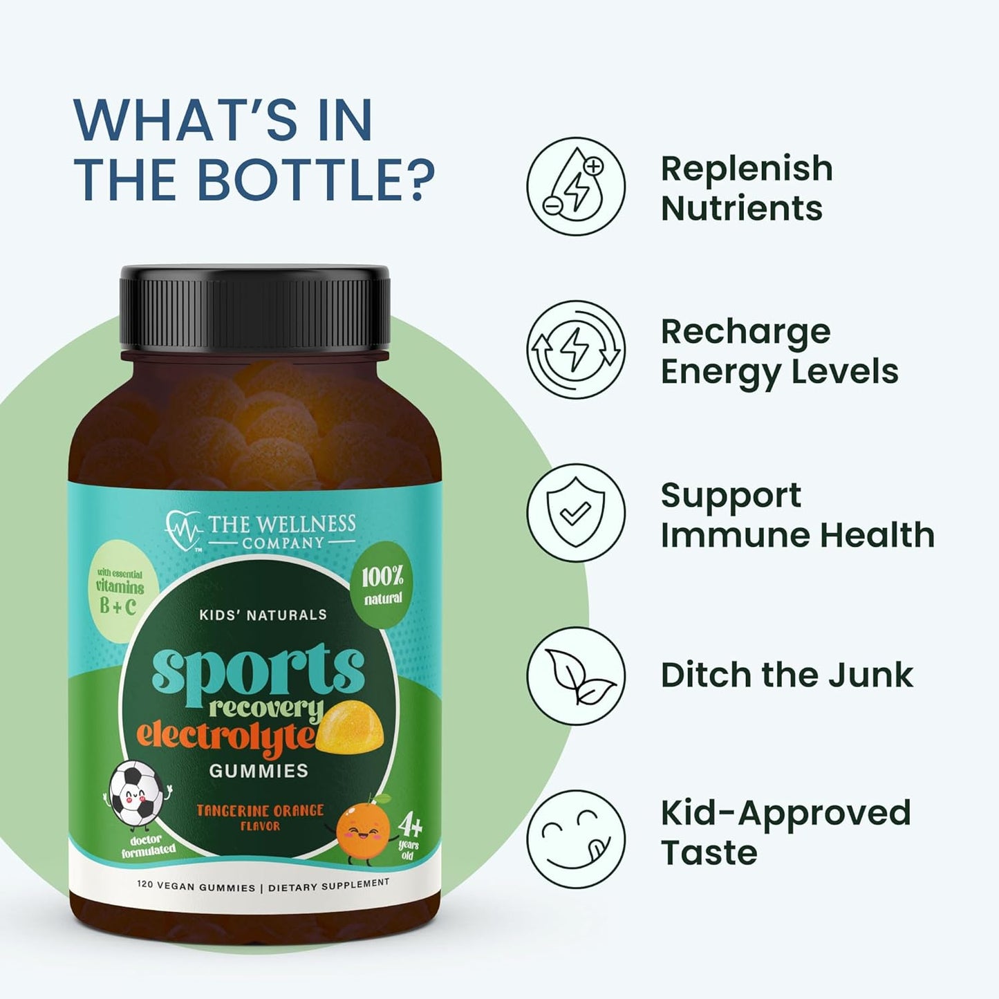 Kids Sports Recovery Gummy Supplement | 60 Gummies - 1 Month Supply | Natural Electrolyte Booster with Vitamins and Minerals for Hydration and Replenishment