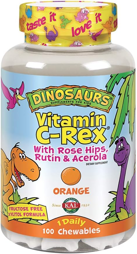 Kids Vitamin C Chewable Tablets with Bioflavonoids for Immune Support - 100 Tasty Orange Chews, Fructose Free