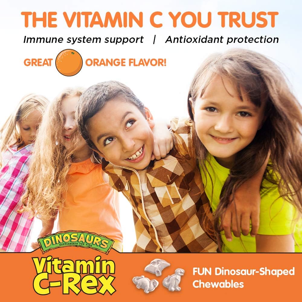 Kids Vitamin C Chewable Tablets with Bioflavonoids for Immune Support - 100 Tasty Orange Chews, Fructose Free