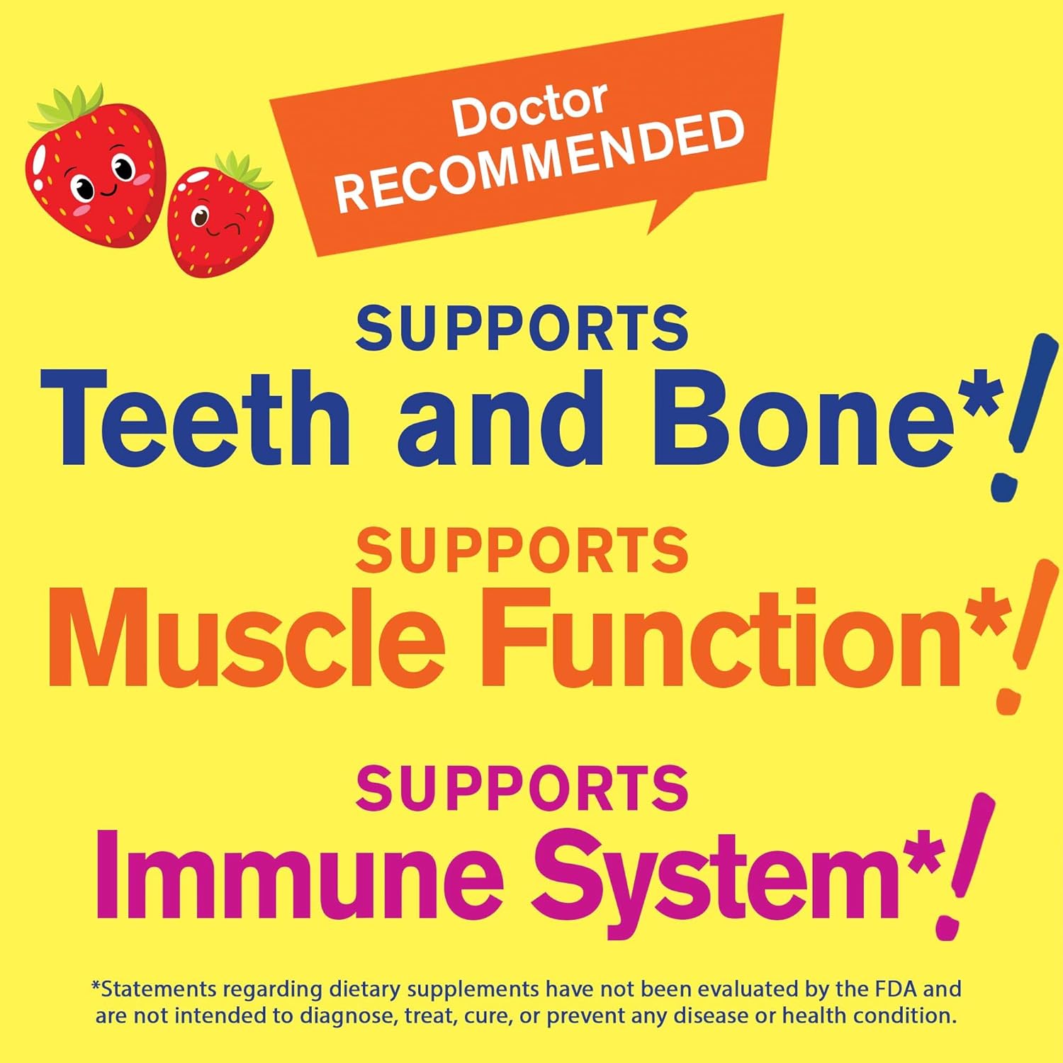 Kids Vitamin D3 Gummies - 1000 IU - Bone Strength & Immunity - Non-GMO, Gluten-Free - Strawberry Flavor - 60 Servings