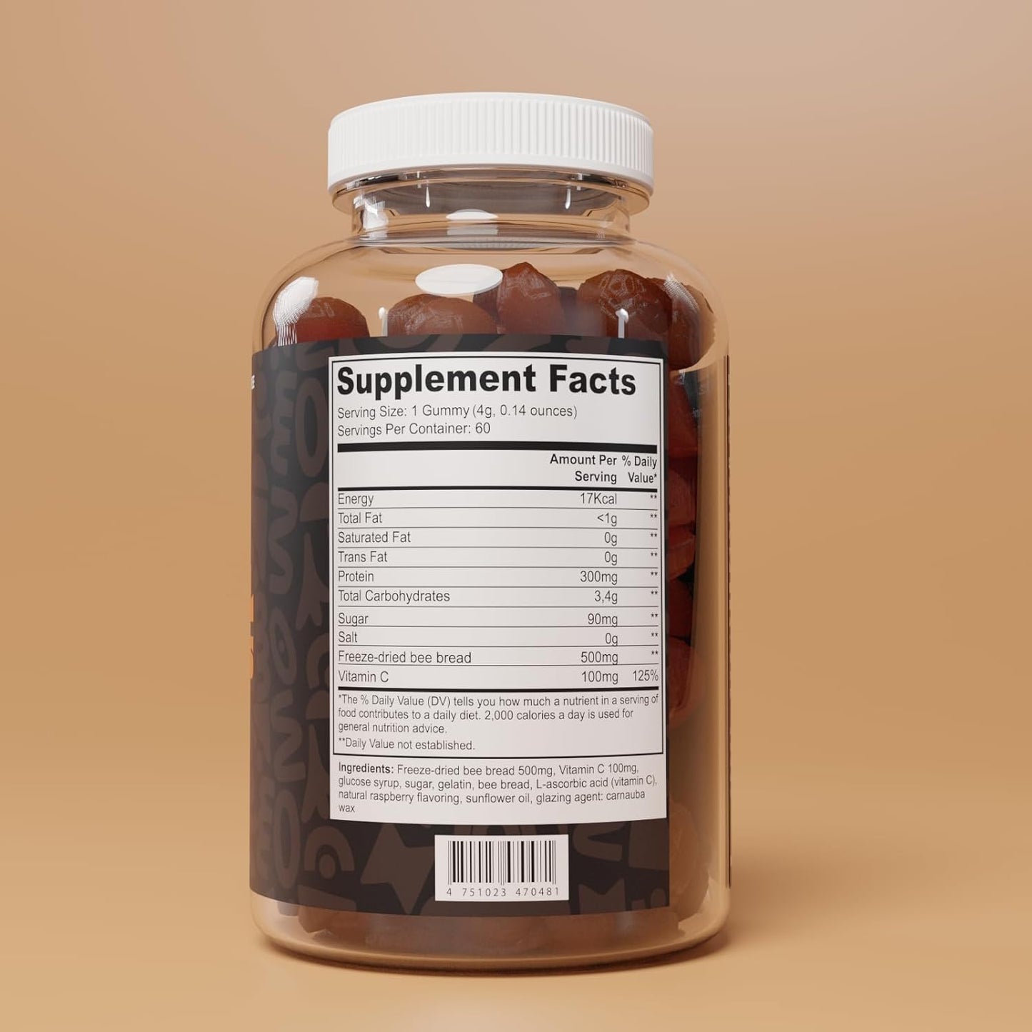 Kiin Bee Bread Gummies: Natural Multivitamin with Fermented Pollen & Honey for Energy, Metabolism, Sleep, and Immunity - Rich in Vitamins and Antioxidants