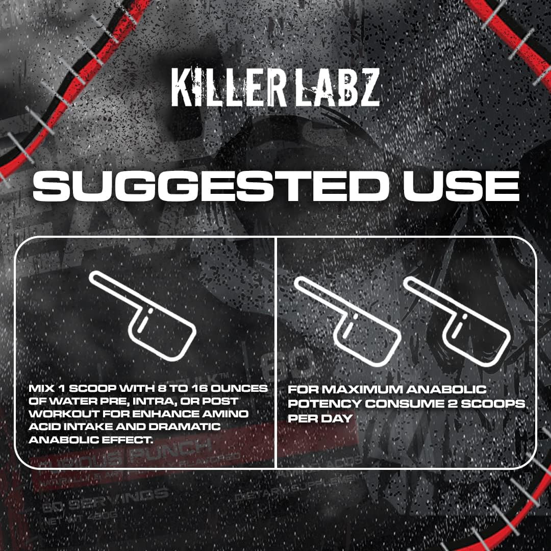 KILLER LABZ Brute EAA BCAA Blend | 6g Amino Acids for Recovery & Muscle Growth 60 Servings (Sour Gummy Worms)