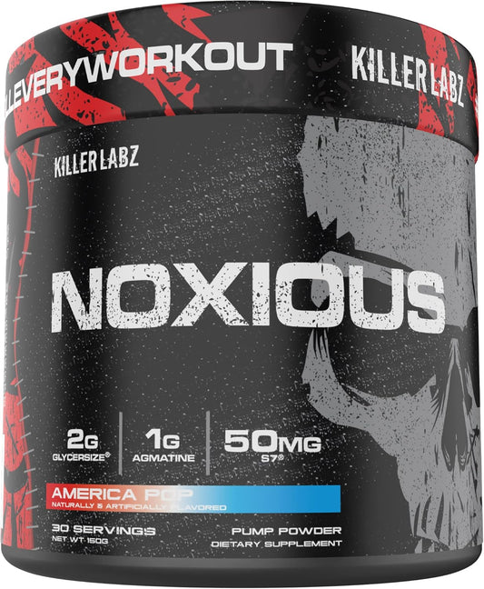 KILLER LABZ Noxious Extreme Nitric Oxide Booster Powder - Enhance Endurance and Muscle Growth - 30 Servings