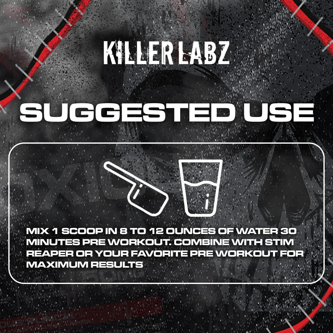 KILLER LABZ Noxious Extreme Nitric Oxide Booster Powder - Enhance Endurance and Muscle Growth - 30 Servings