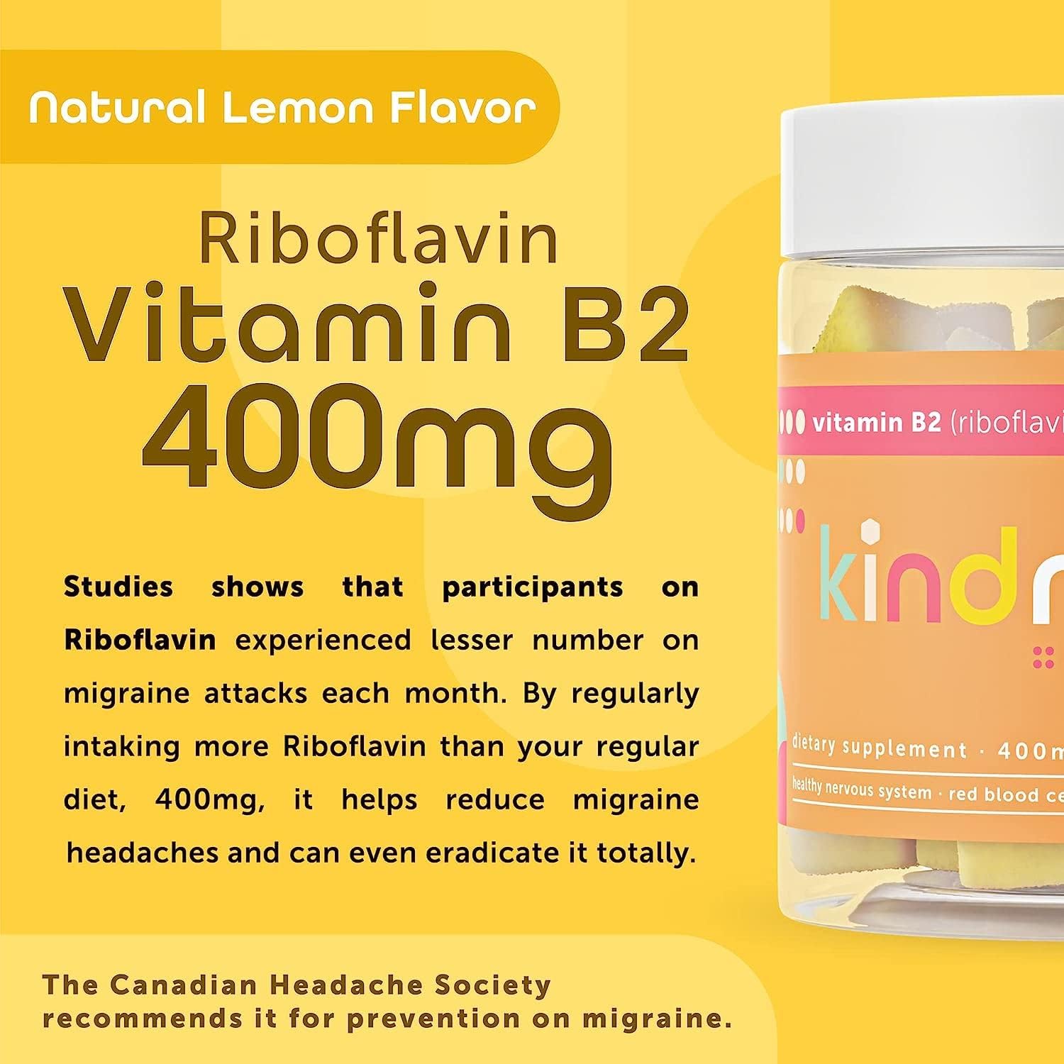 Kind Nature B-Vitamin Boost Gummy Duo: B1 Thiamine 500mg & B2 Riboflavin 400mg for Kids & Adults
