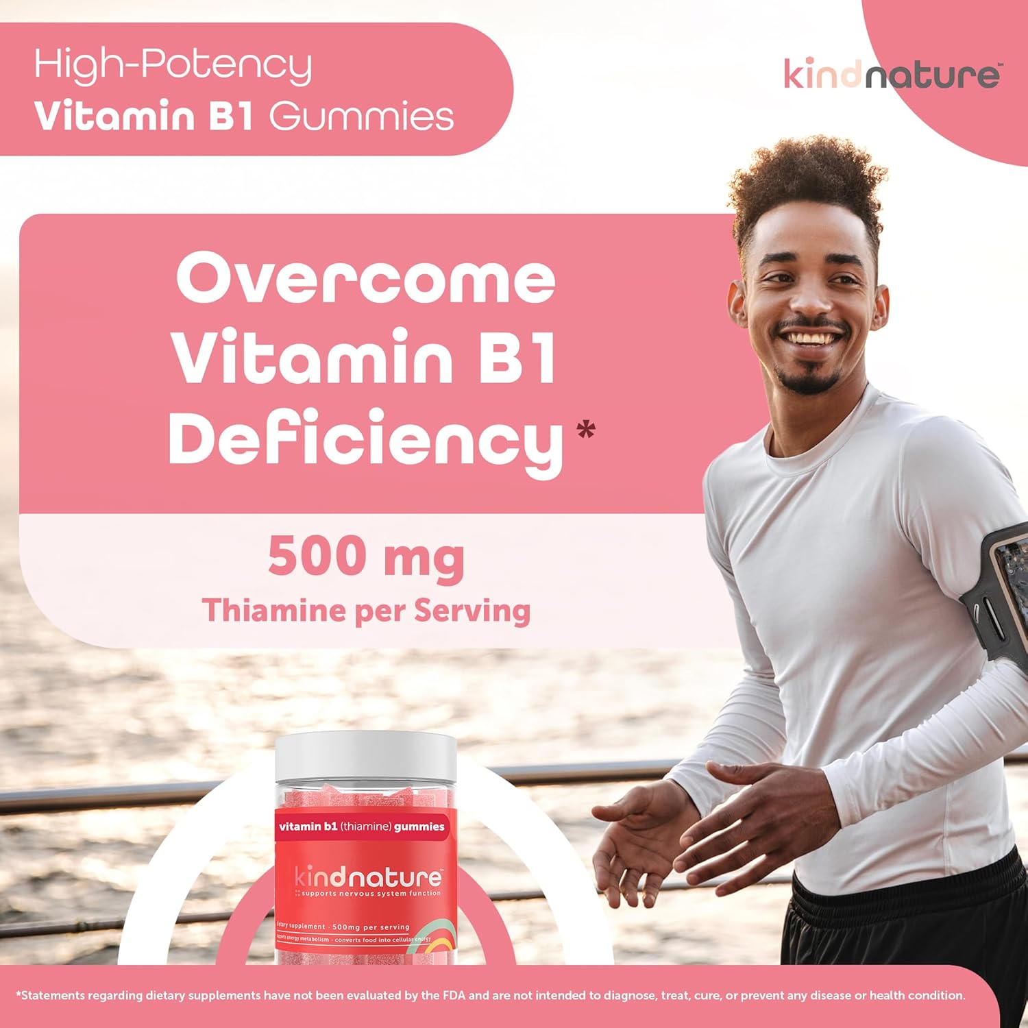 Kind Nature B-Vitamin Boost Gummy Duo: B1 Thiamine 500mg & B2 Riboflavin 400mg for Kids & Adults