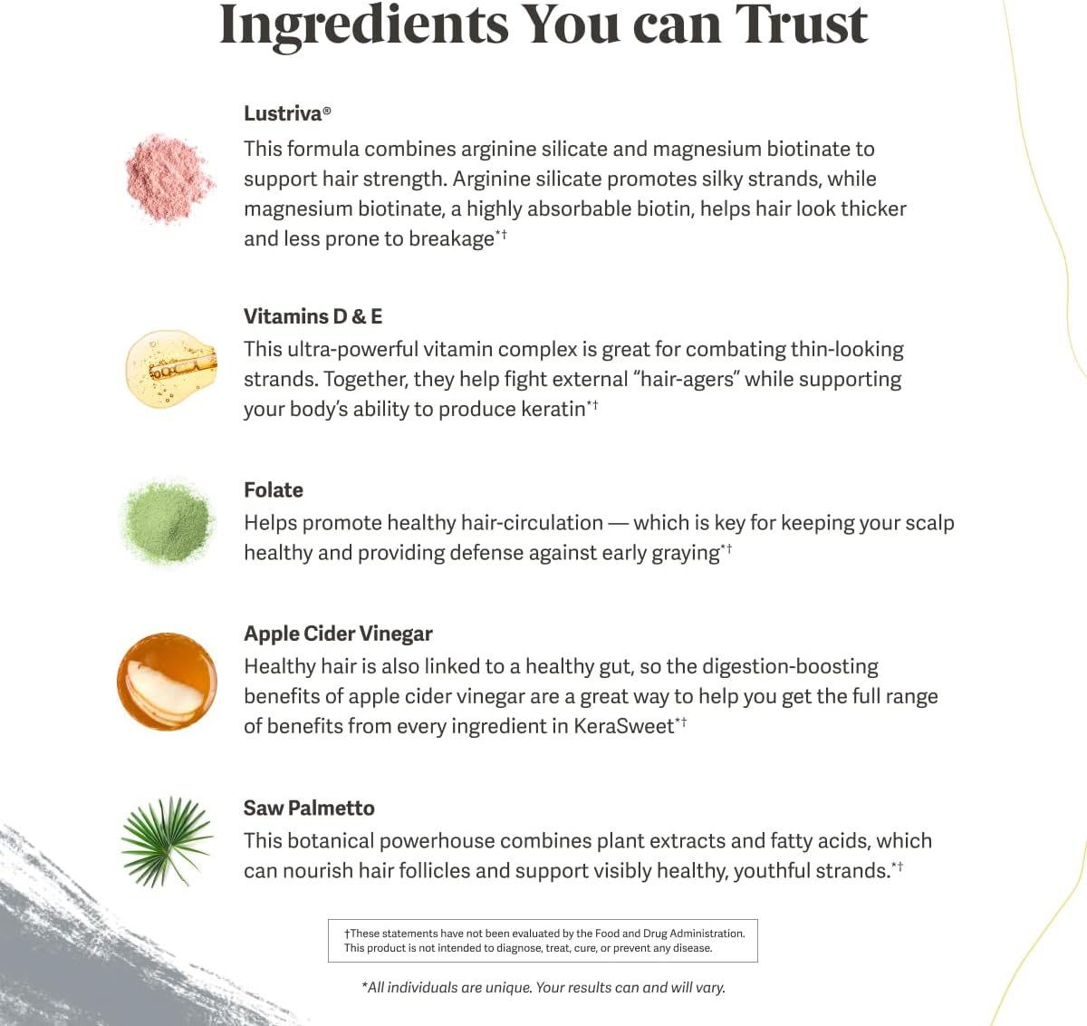 Kintsugi KeraSweet Hair Gummies- Combat Signs of Aging, Strengthen Strands, Support Fuller Hair- B12, Saw Palmetto, ACV- 60ct Strawberry Flavor