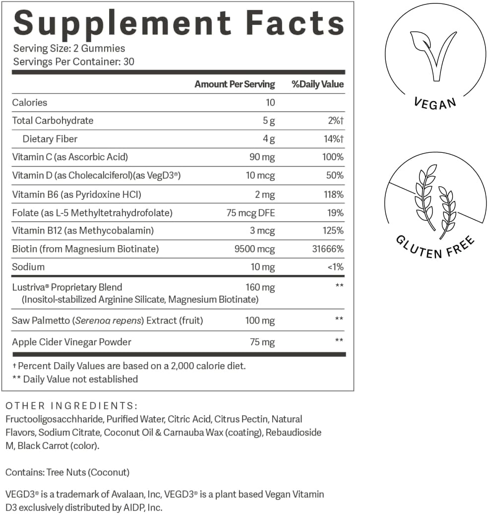 Kintsugi KeraSweet Hair Gummies- Combat Signs of Aging, Strengthen Strands, Support Fuller Hair- B12, Saw Palmetto, ACV- 60ct Strawberry Flavor