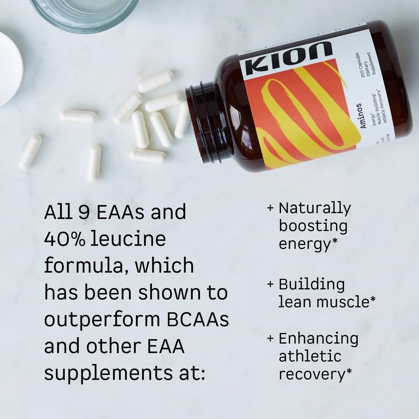 Kion Aminos Amino Acids Capsules | Enhance Muscle Recovery, Reduce Cravings, Boost Cognition, Immunity, and More | 30 Servings