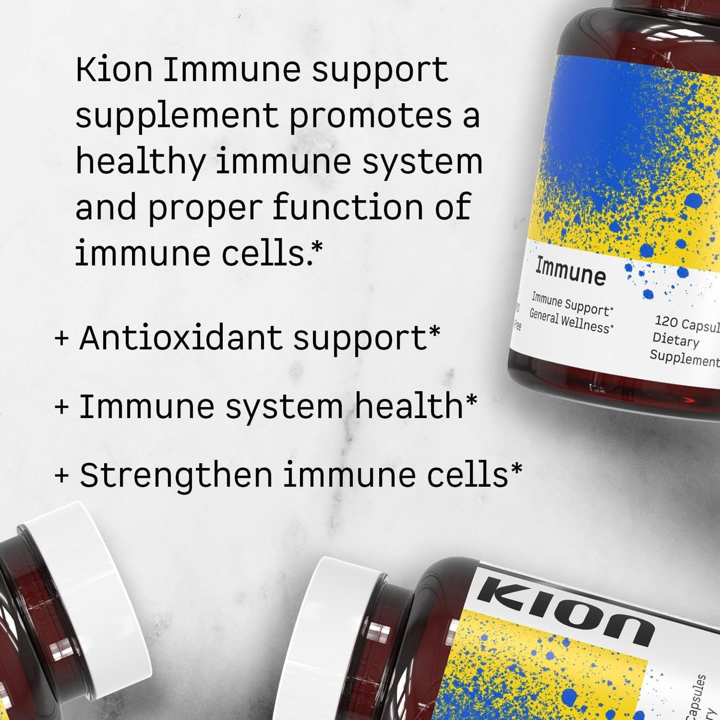 Kion Immune - Immune Support Supplement - Vitamin C Supplement - Vitamin C and Zinc for Everyday Wellness - 500 mg Vitamin C (Ascorbic Acid) and 10 mg Zinc - 120 Servings