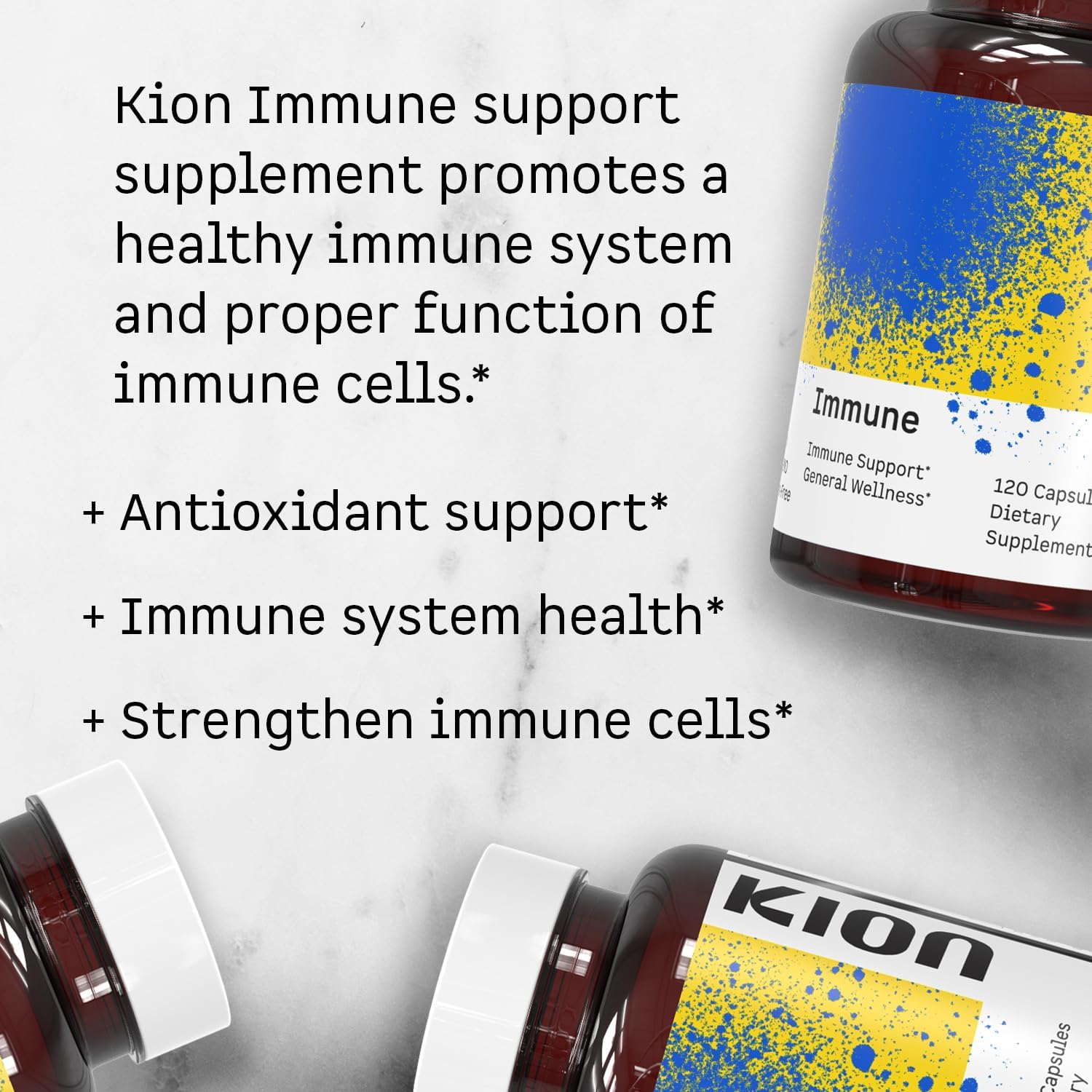 Kion Immune - Immune Support Supplement - Vitamin C Supplement - Vitamin C and Zinc for Everyday Wellness - 500 mg Vitamin C (Ascorbic Acid) and 10 mg Zinc - 120 Servings