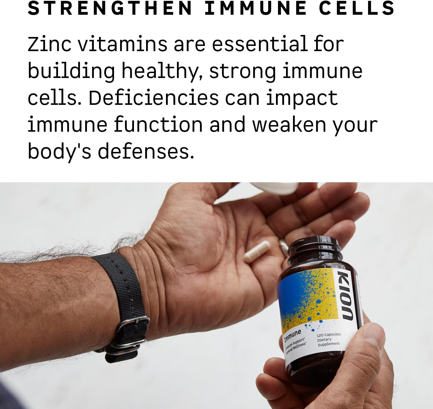 Kion Immune - Immune Support Supplement - Vitamin C Supplement - Vitamin C and Zinc for Everyday Wellness - 500 mg Vitamin C (Ascorbic Acid) and 10 mg Zinc - 120 Servings