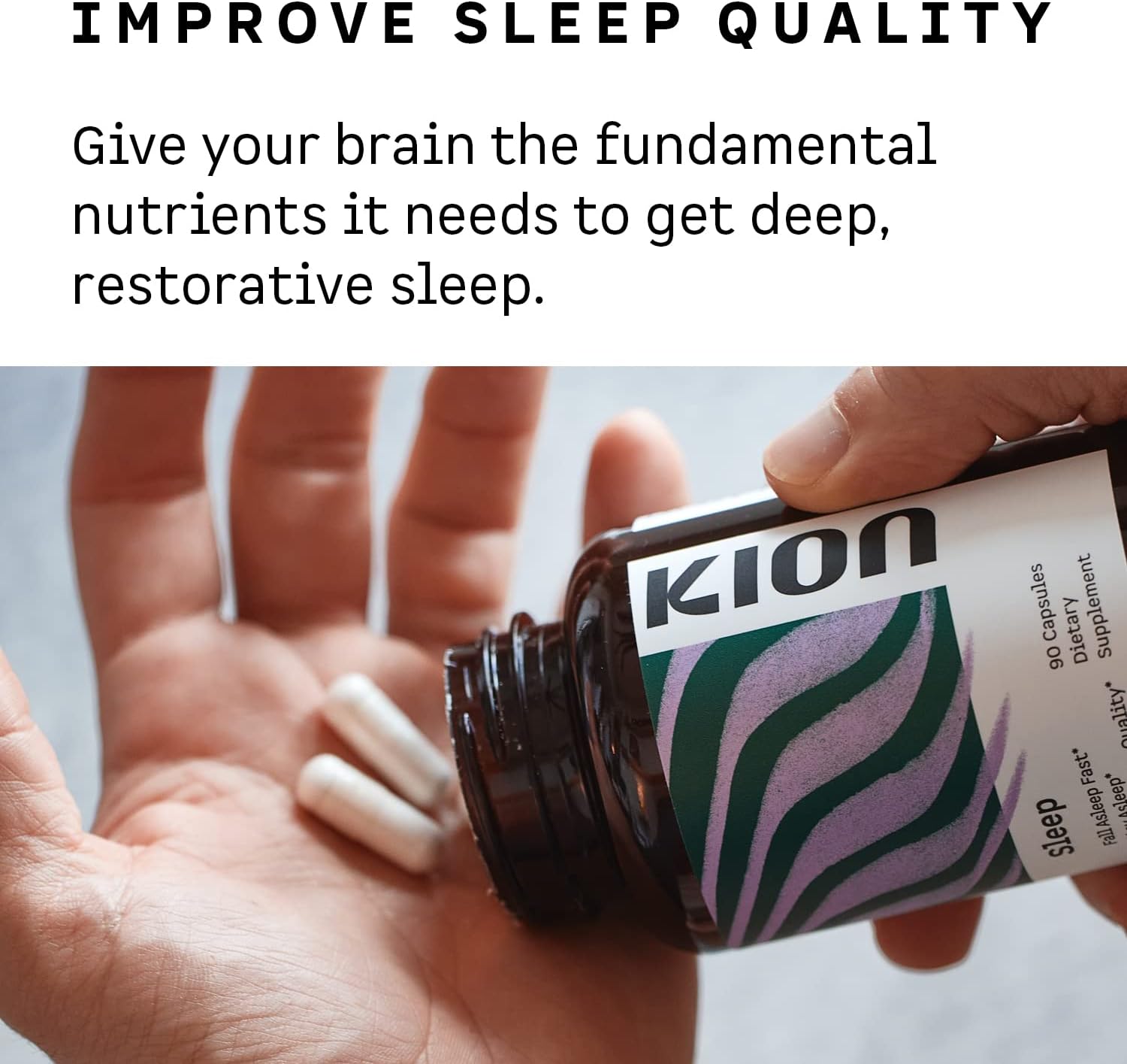 Kion Sleep Supplement | Promotes Fast Sleep Onset, Sustained Sleep, and Enhances Sleep Quality | Amino Acid Formula | 30 Servings
