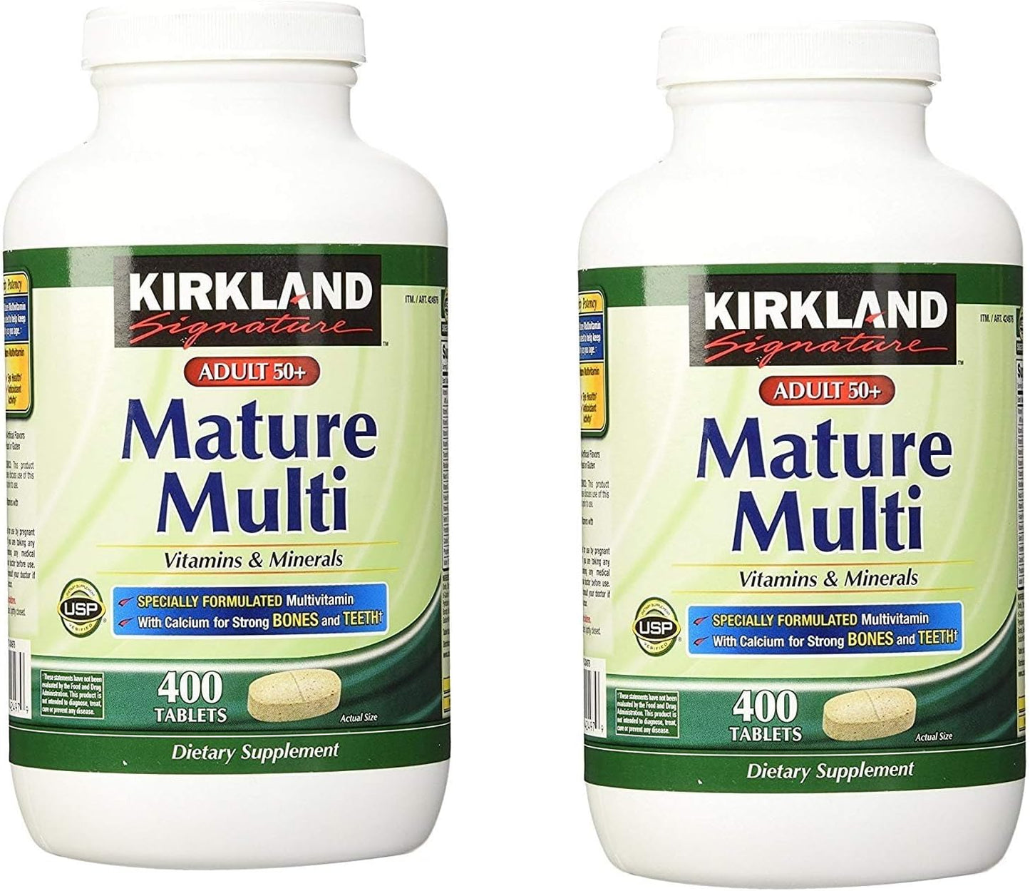 Kirkland Signature Adult 50+ Multi Vitamins & Minerals - 400 Tablets (2 Pack) - Complete Nutritional Support for Adults Over 50