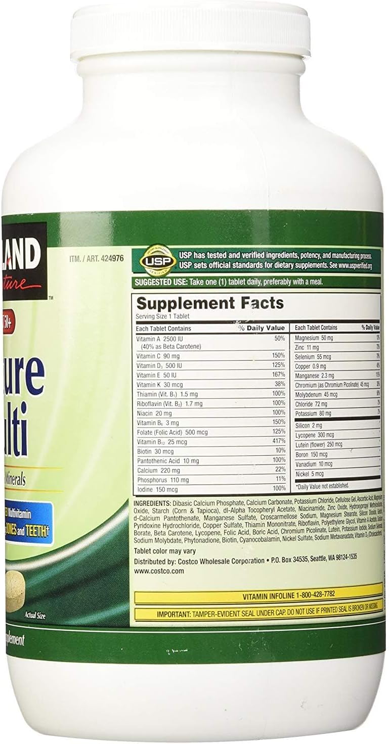 Kirkland Signature Adult 50+ Multi Vitamins & Minerals - 400 Tablets (2 Pack) - Complete Nutritional Support for Adults Over 50