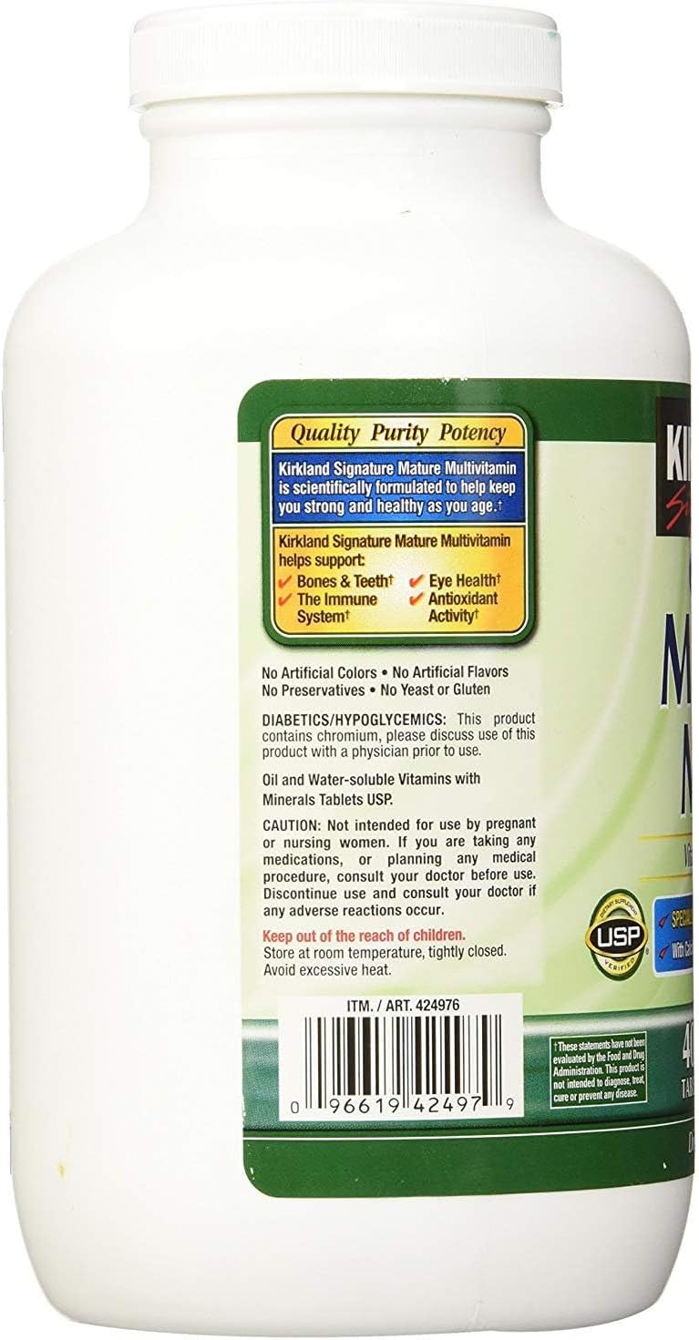 Kirkland Signature Adult 50+ Multi Vitamins & Minerals - 400 Tablets (2 Pack) - Complete Nutritional Support for Adults Over 50