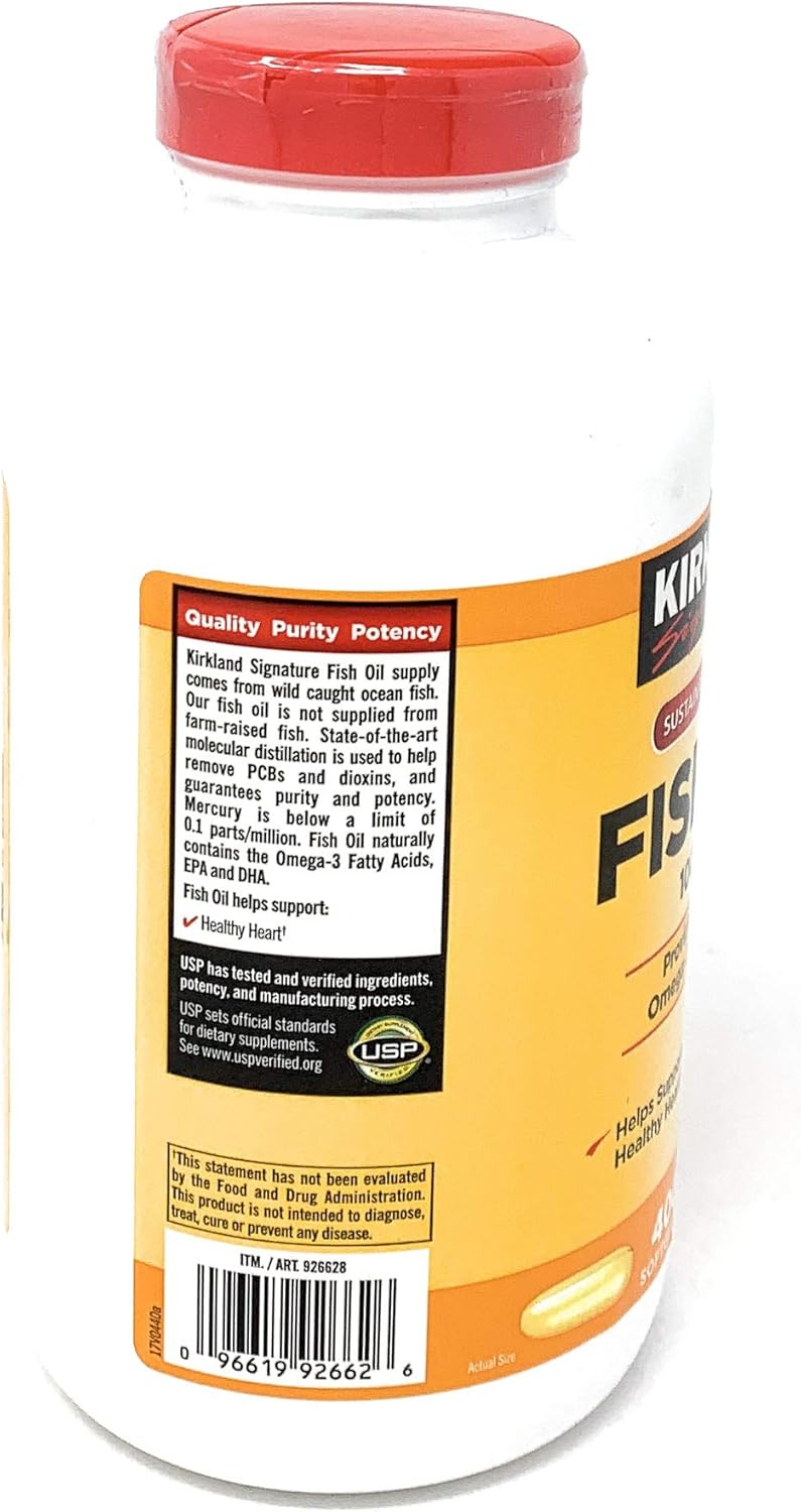 Kirkland Signature Fish Oil Concentrate Softgels - 800 Count, 1000mg with Omega-3 Fatty Acids