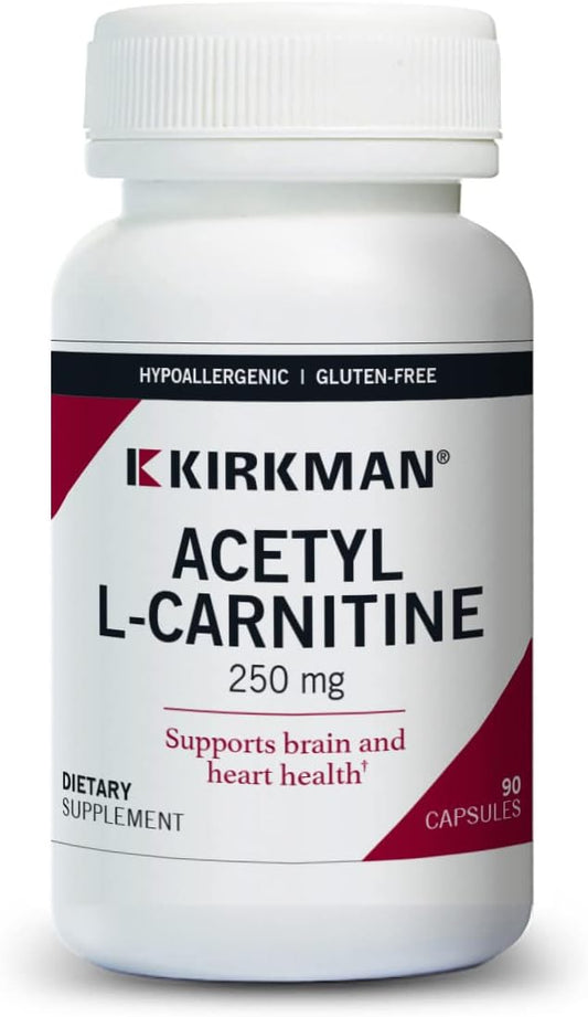 Kirkman Acetyl L-Carnitine Capsules - 90 Count - 250mg - Cellular Energy Support - Hypoallergenic Formula