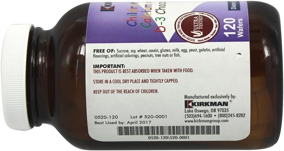 Kirkman Labs Children's Chewable Calcium & Vitamin D3, 120 Natural Chocolate Tablets