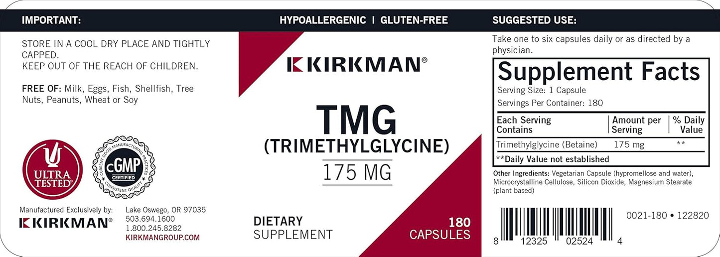 Kirkman TMG Dietary Supplement 175mg - 180 Capsules
