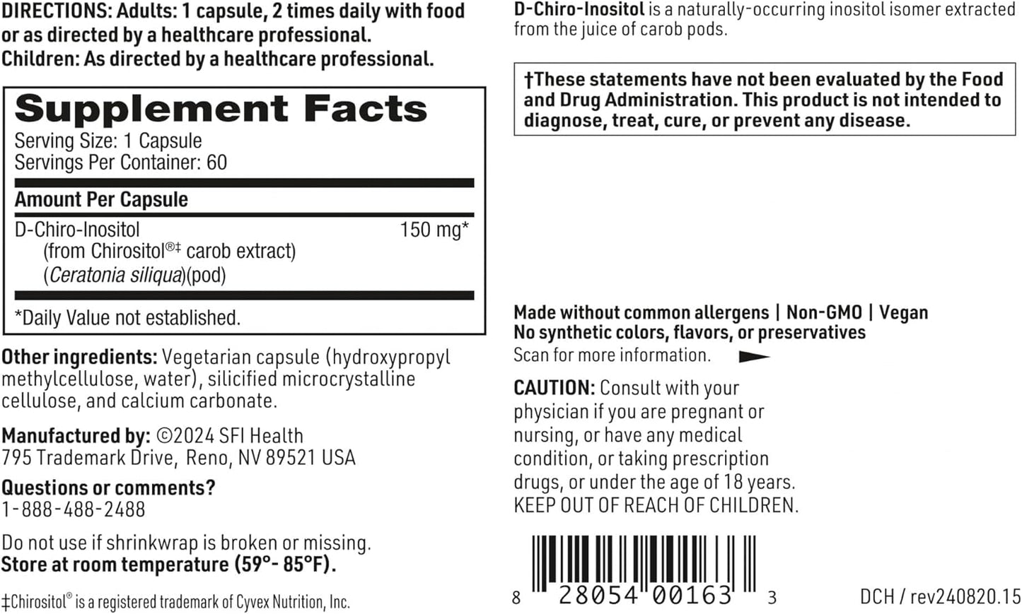 Klaire Labs D-Chiro-Inositol 150mg Capsules - Hypoallergenic Dietary Supplement