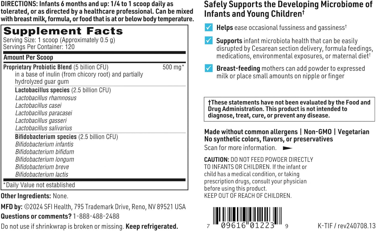 Klaire Labs SFI Health Ther-Biotic Baby - Probiotic Powder for Kids, Infants & Toddlers - Supports Microbiome & Digestive Health - 120 Servings