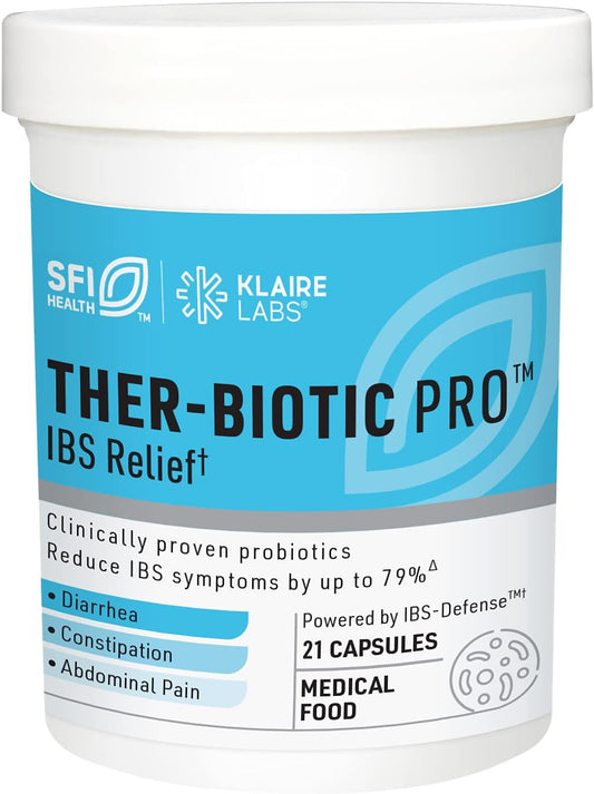 Klaire Labs Ther-Biotic Pro IBS Relief - Prebiotic & Probiotic Capsules for Digestive Health - Dietary Management of IBS - Constipation & Gas Relief Support