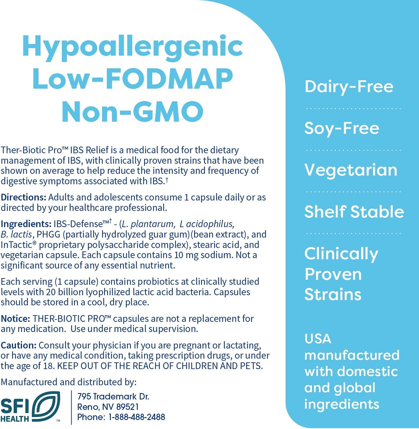 Klaire Labs Ther-Biotic Pro IBS Relief - Prebiotic & Probiotic Capsules for Digestive Health - Dietary Management of IBS - Constipation & Gas Relief Support