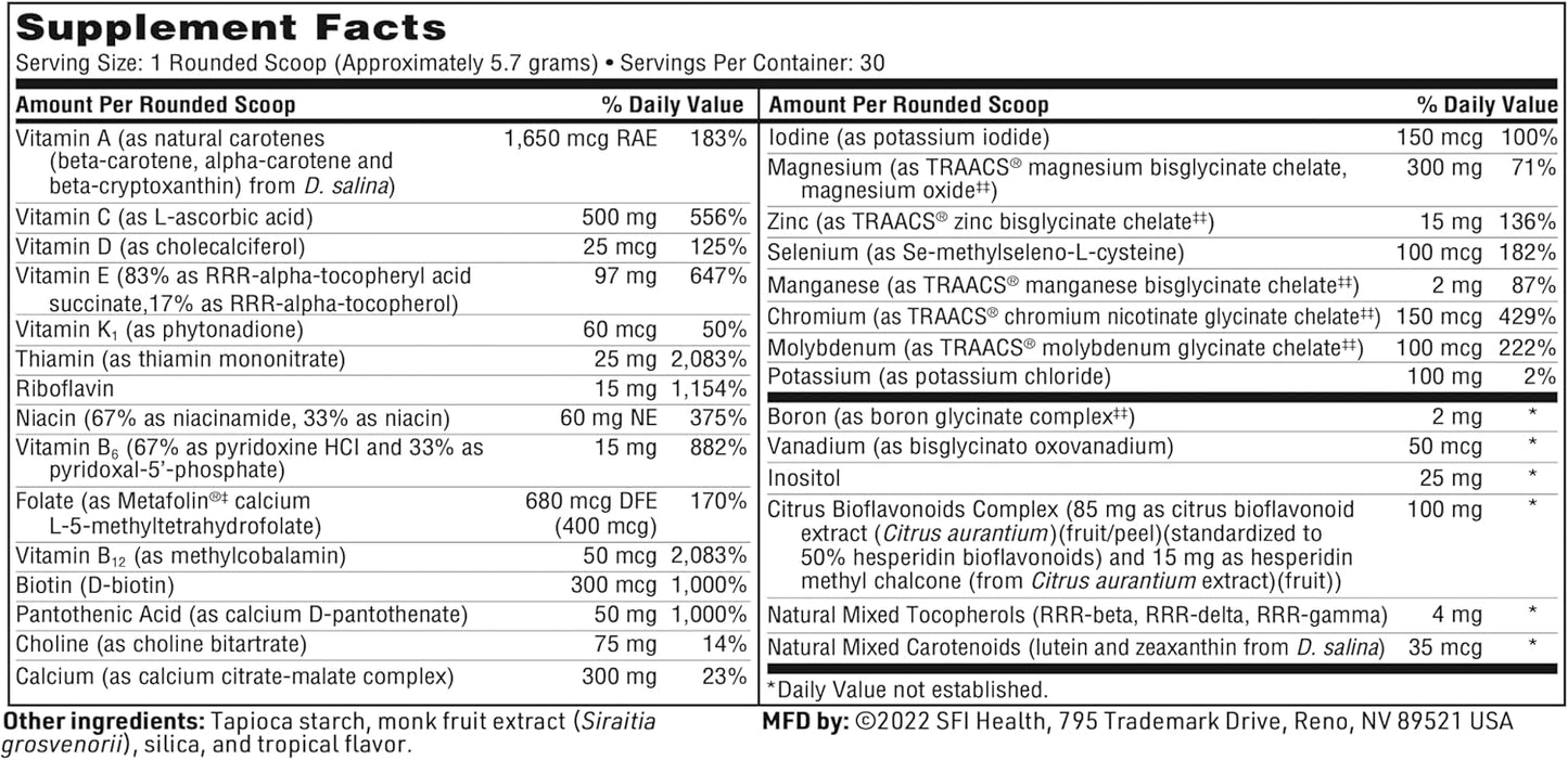 Klaire Labs VitaSpectrum Powder - Children's Multivitamin with 23 Essential Nutrients, Tropical Flavor, No Copper, Iron, Gluten, Casein - 171g
