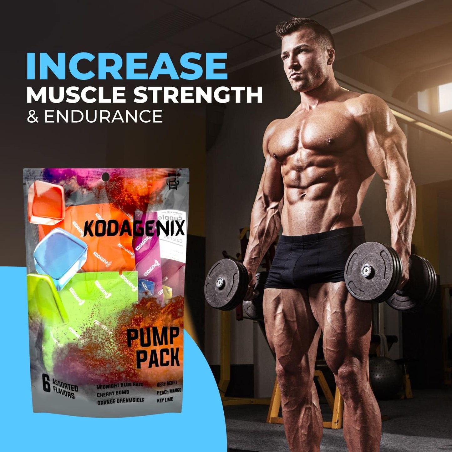Kodagenix PreWorkout Gummies Variety Pack - 6 Flavors, 5g per Serving - Creatine, Citrulline, Arginine, Agmatine, Huperzine - Energy Boost for Bodybuilders and Athletes