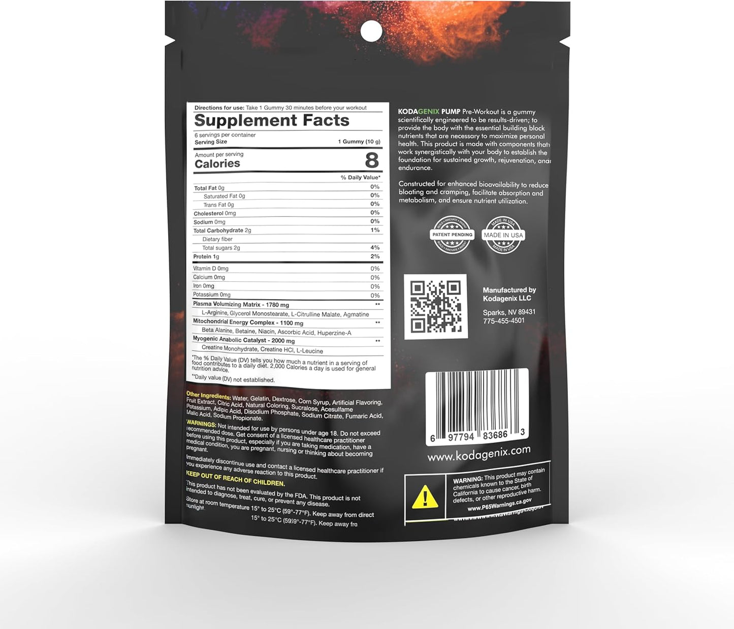 Kodagenix PreWorkout Gummies Variety Pack - 6 Flavors, 5g per Serving - Creatine, Citrulline, Arginine, Agmatine, Huperzine - Energy Boost for Bodybuilders and Athletes