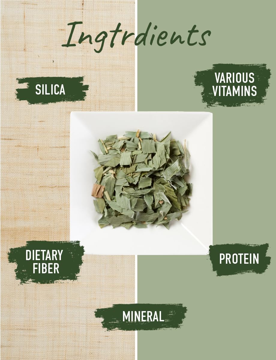 Korean Dried Bamboo Leaf Tea - 4oz Supplement for Hair, Skin, Nails - High in Silica & Vitamin Dietary Fiber - Adderenity Brand
