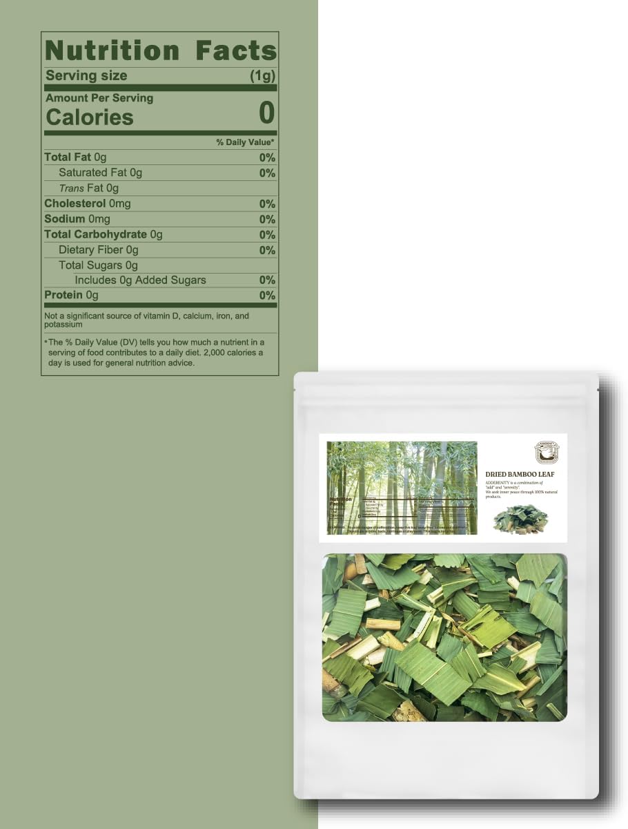 Korean Dried Bamboo Leaf Tea - 4oz Supplement for Hair, Skin, Nails - High in Silica & Vitamin Dietary Fiber - Adderenity Brand