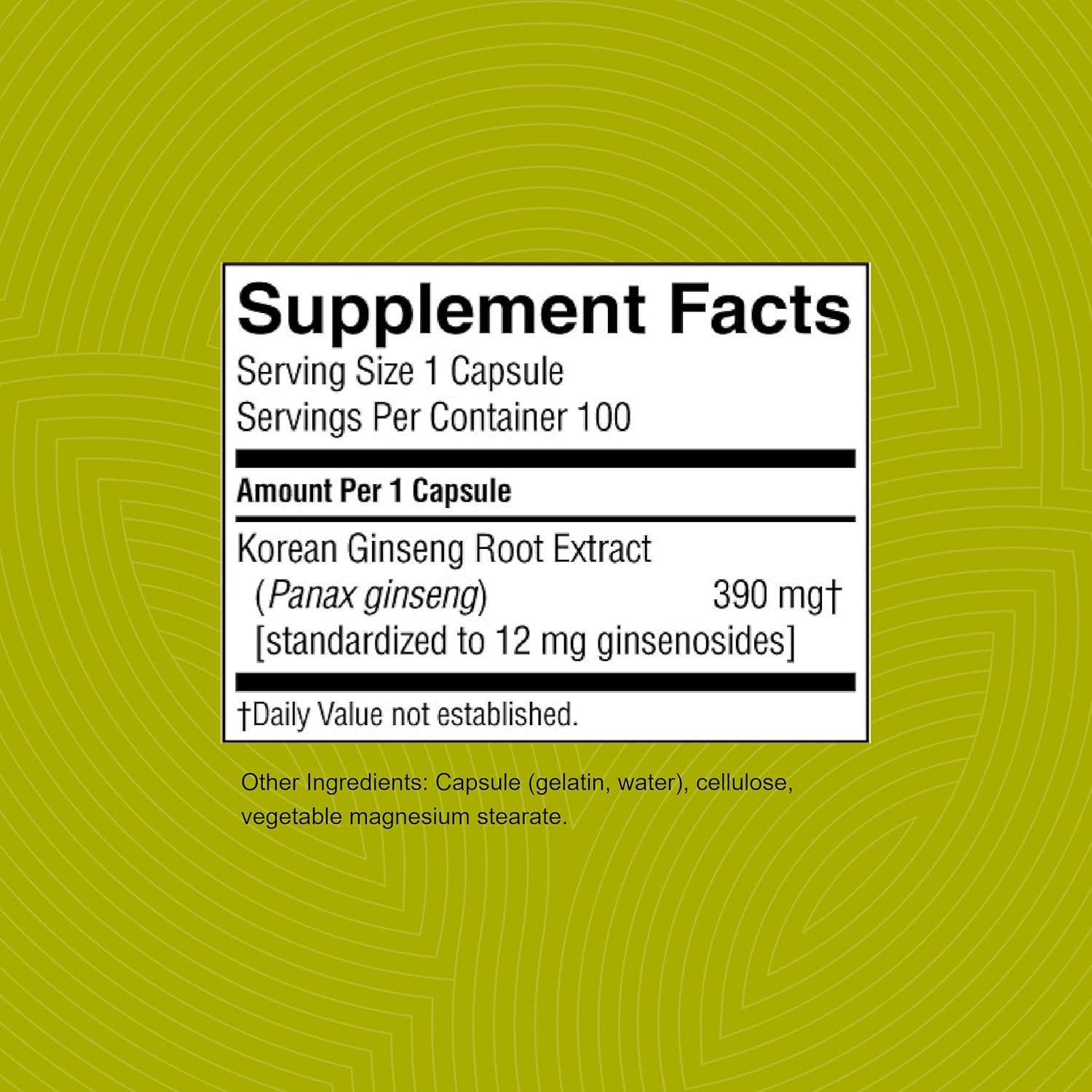 Korean Ginseng Capsules - 100 Count - by Nature's Sunshine