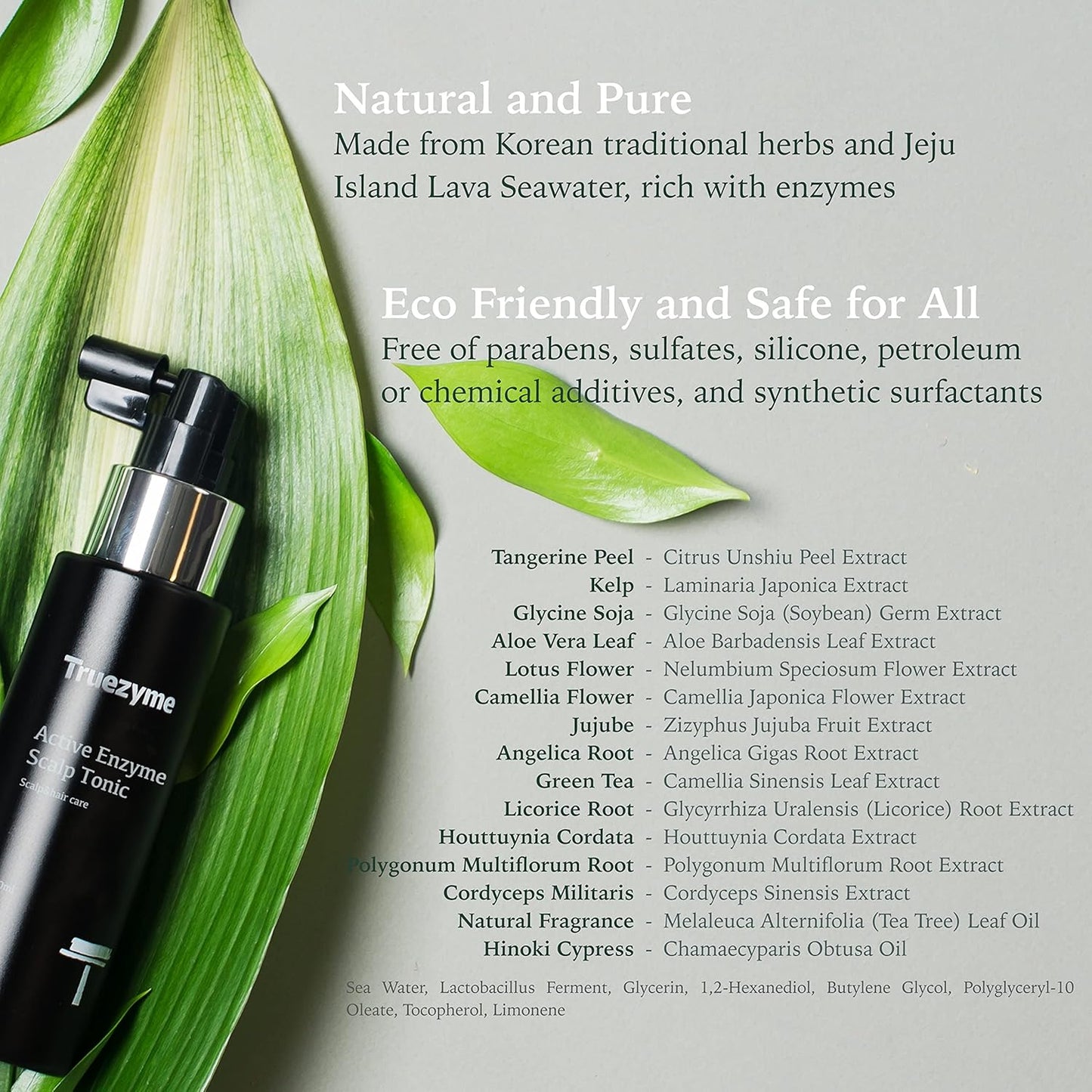 Korean Premium Haircare: truezyme Active Scalp Tonic 100ml - Fermented Botanical Extracts, Hypoallergenic Formula, No Chemicals