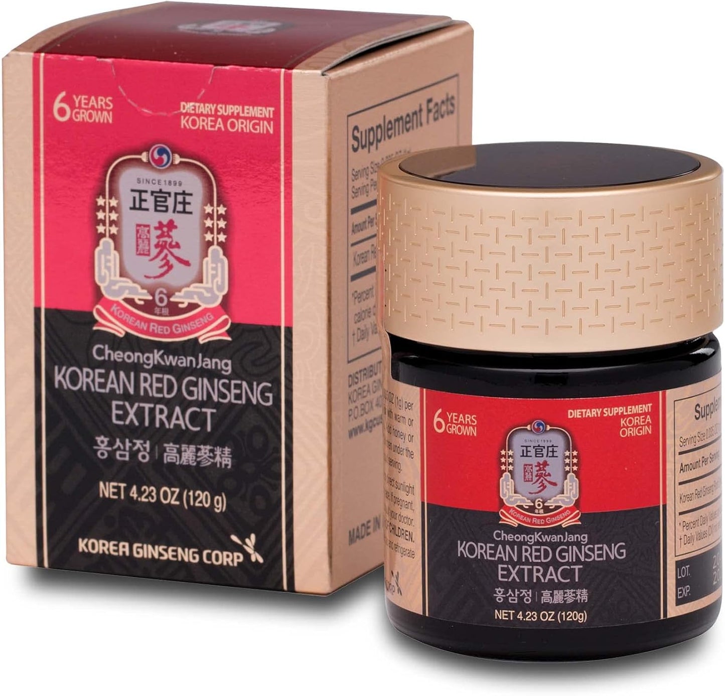 Korean Red Ginseng Extract 120g Jar | Panax Ginseng Supplement for Energy, Stamina, Immune Support | 100% Vegan-Friendly Korean Red Ginseng Extract for Blood Circulation | Ginseng Tea