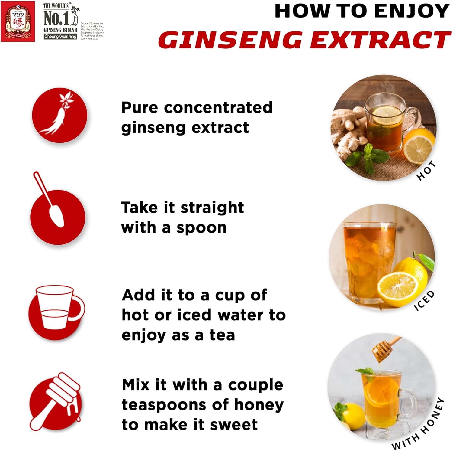 Korean Red Ginseng Extract 120g Jar | Panax Ginseng Supplement for Energy, Stamina, Immune Support | 100% Vegan-Friendly Korean Red Ginseng Extract for Blood Circulation | Ginseng Tea