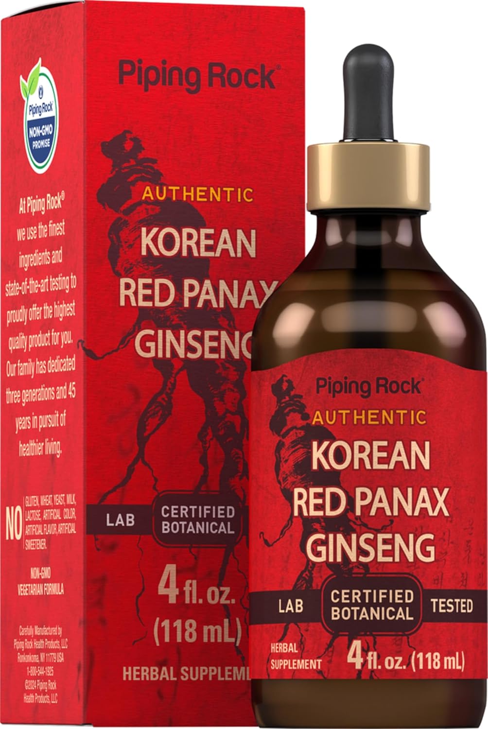 Korean Red Ginseng Liquid Extract - 4 Fl Oz - Alcohol-Free Tincture - Vegetarian & Non-GMO - Gluten-Free Supplement