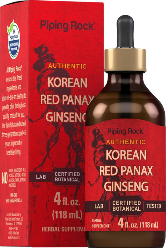 Korean Red Ginseng Liquid Extract - 4 Fl Oz - Alcohol-Free Tincture - Vegetarian & Non-GMO - Gluten-Free Supplement