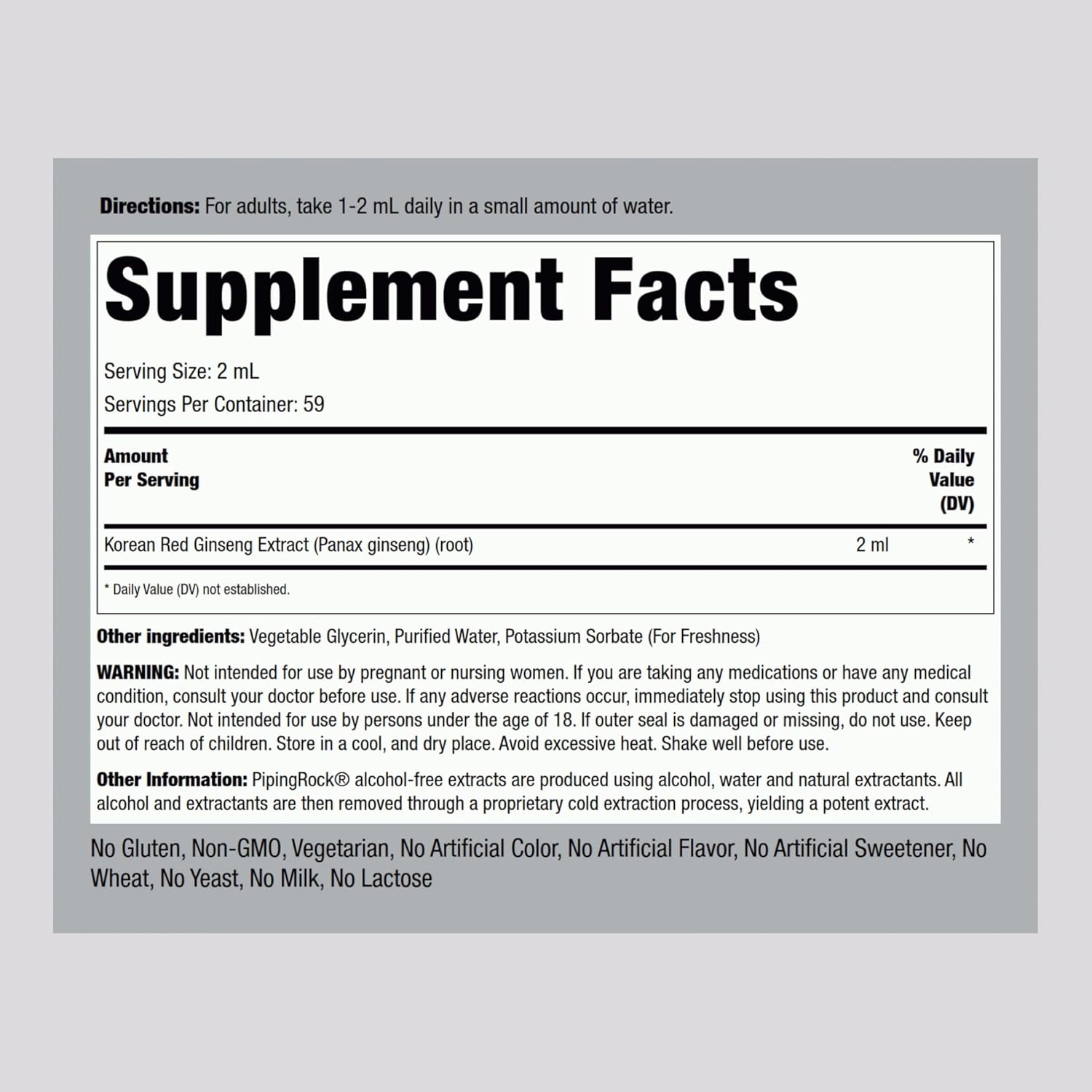 Korean Red Ginseng Liquid Extract - 4 Fl Oz - Alcohol-Free Tincture - Vegetarian & Non-GMO - Gluten-Free Supplement