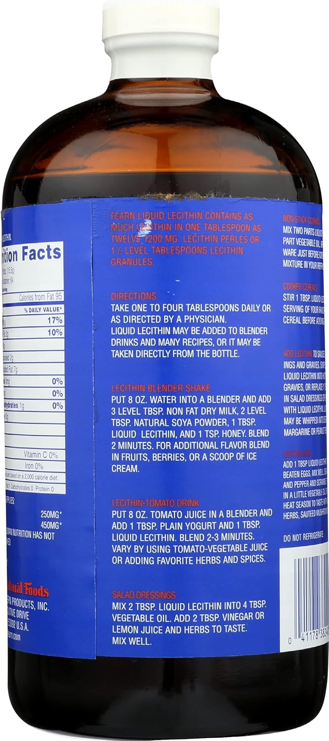 Kosher Fearn Liquid Lecithin - 32 fl oz - Single Pack - Non-GMO - Gluten-Free