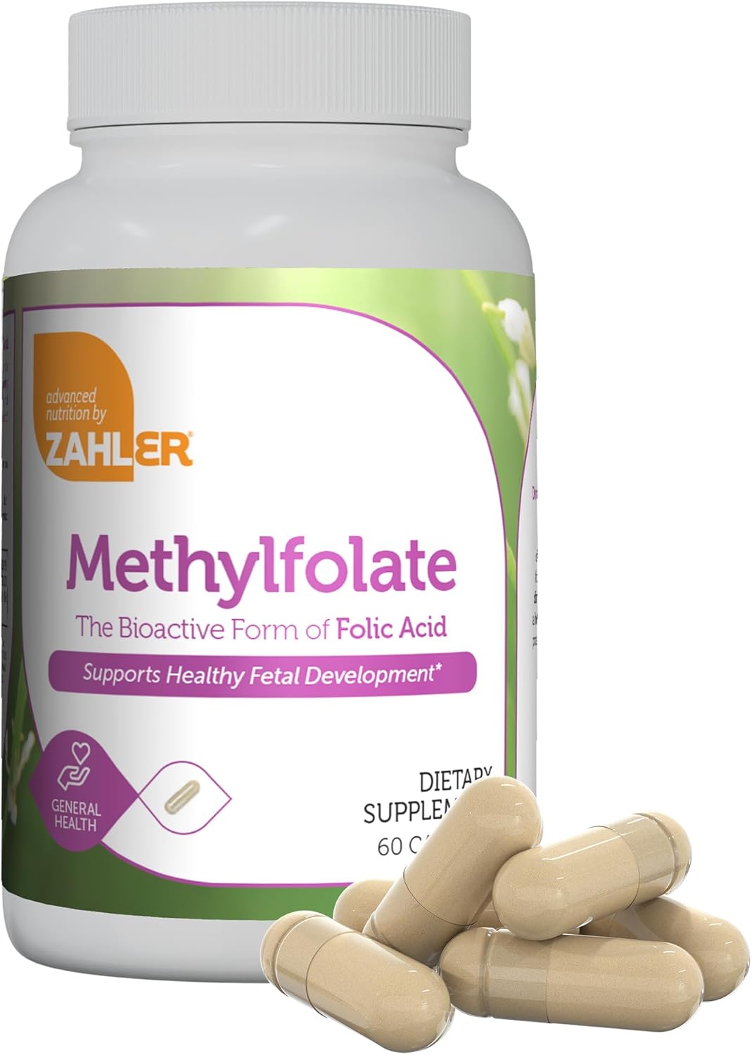 Kosher Non GMO Methyl Folate Supplement for Women - Supports Fetal Development & Genetic Health - 1000 mcg DFE L-Methylfolate - 60 Capsules