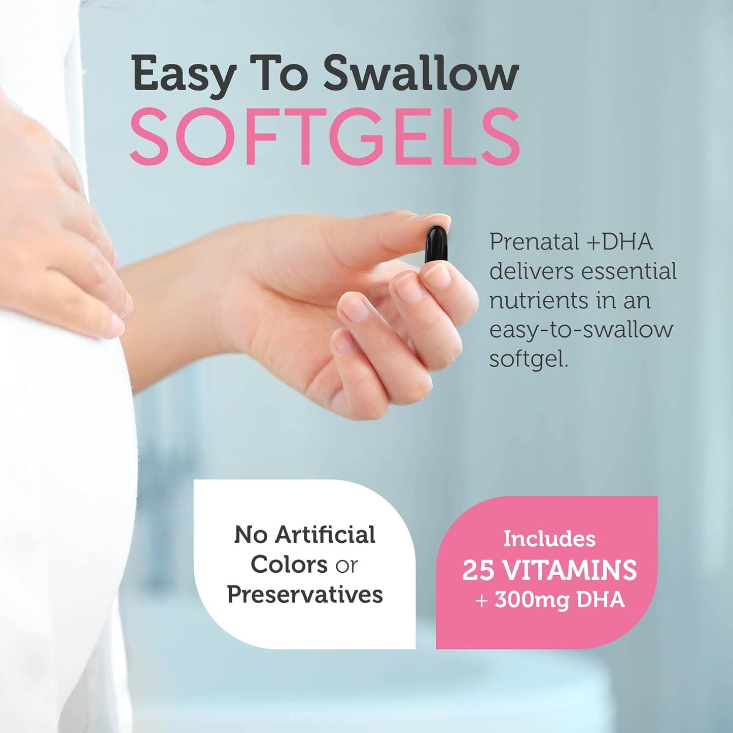 Kosher Prenatal DHA Vitamin with Folate & Iron - 60 Softgel Count - Essential DHA Supplements for Mother and Child