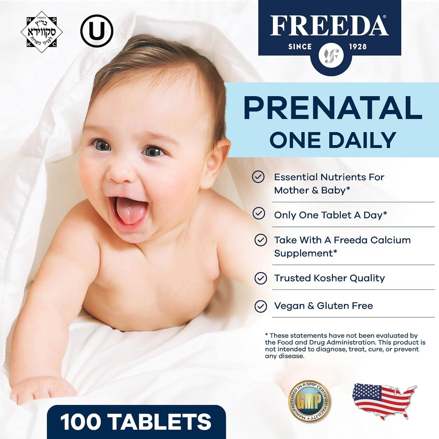 Kosher Prenatal Vitamins with Iron, Folic Acid, Choline, and Vitamin D - One Daily Multivitamin for Pregnant & Lactating Women - 250 Count