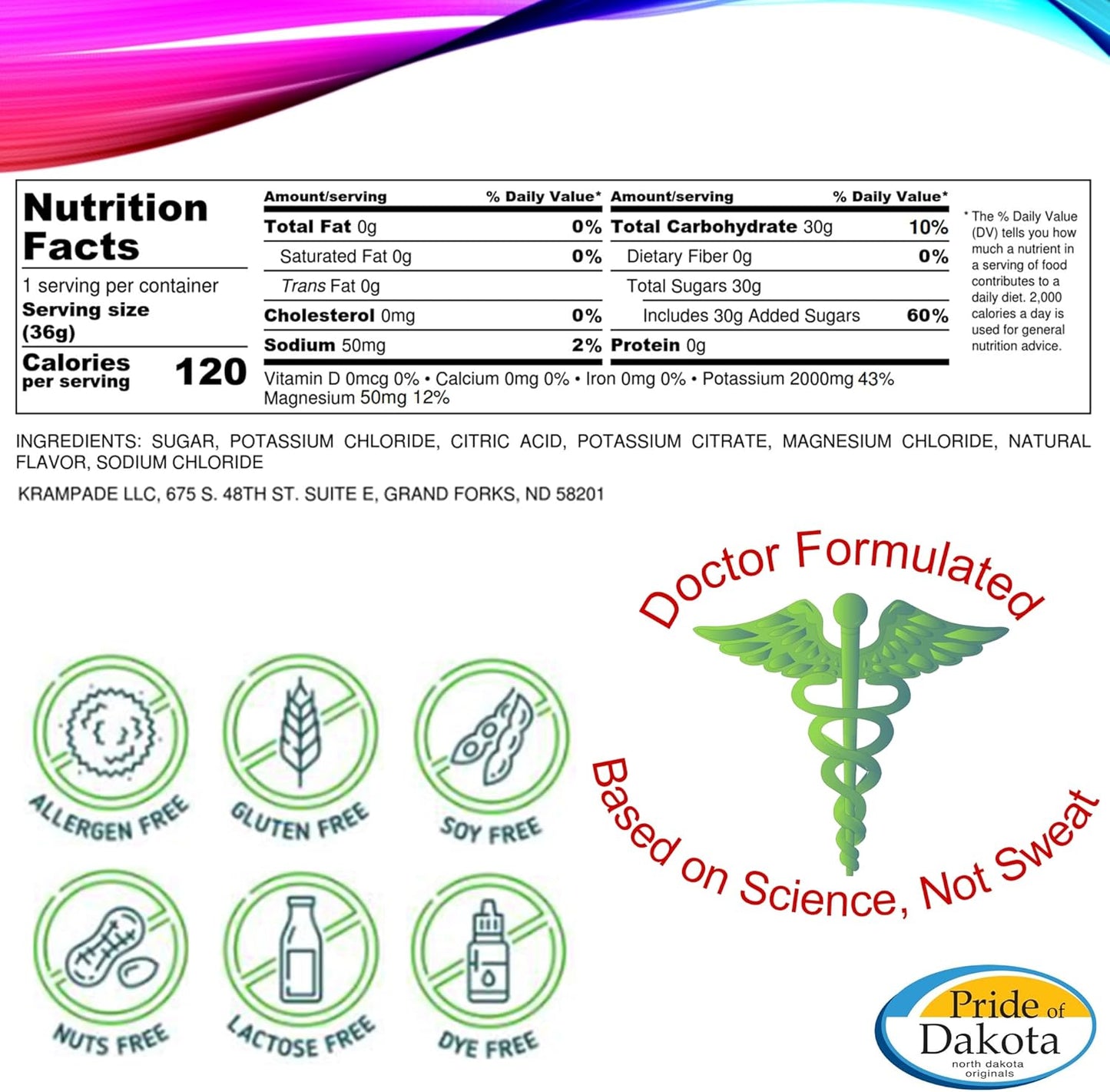 Krampade 2.0 2K Electrolyte Drink Powder: 50mg Magnesium + 2000mg Potassium for Cramp Relief, Faster Recovery, Slower Fatigue, Optimized Hydration - 20 Single-Serving Packets (Fruit Punch)