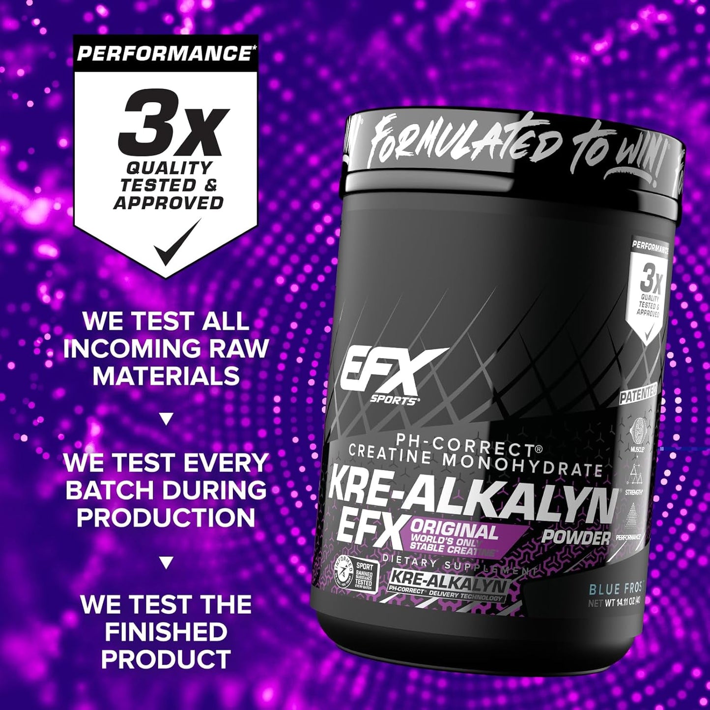 Kre-Alkalyn EFX Powder: pH-Correct Creatine Monohydrate for Strength & Muscle Growth - Blue Frost, 200 Servings