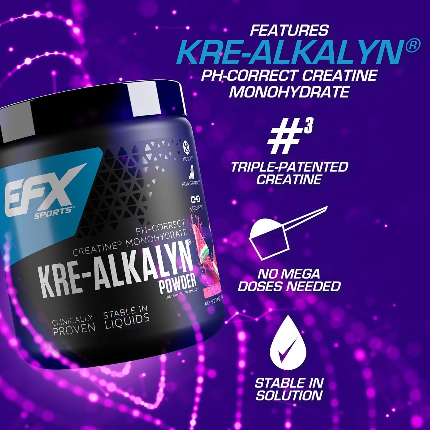 Kre-Alkalyn EFX Powder Supplement for Strength & Muscle Growth | pH Correct Creatine Monohydrate | 116 Servings (Watermelon Gummy)