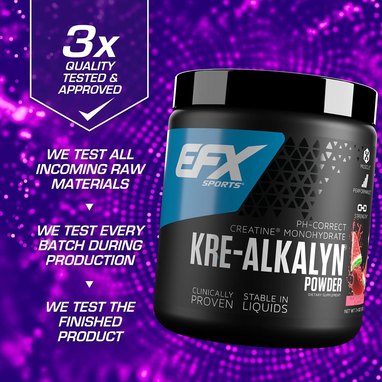 Kre-Alkalyn EFX Powder Supplement for Strength & Muscle Growth | pH Correct Creatine Monohydrate | 116 Servings (Watermelon Gummy)
